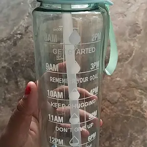 [SHE LASH MOU] B-02 Botol Minum 1 Liter Bening Transparan / Botol Air Minum Anak Sekolah Sedotan Anti Bocor