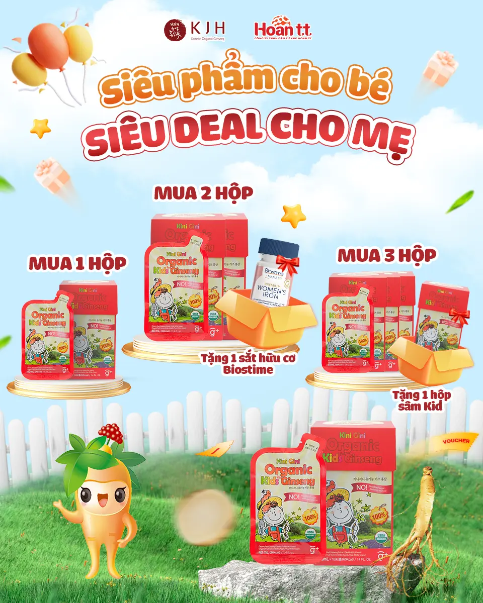 NƯỚC HỒNG SÂM HỮU CƠ TRẺ EM KINI GINI KIDS KJH