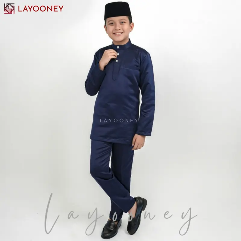 Layooney Baju Kurung Melayu Teluk Belanga Anak Laki Laki Setelan Pakaian Koko Muslim Cowok Cekak Musang Adat Malaysia 5