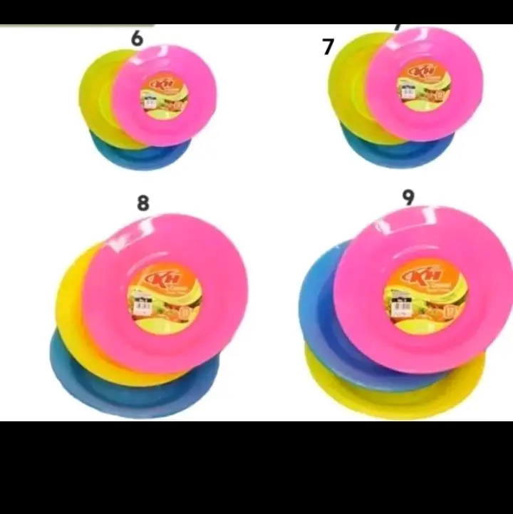 12pcs Piring Plastik/Piring Plastik Murah/Piring Makan Ukuran 6,7,8,9inc Kitchenware