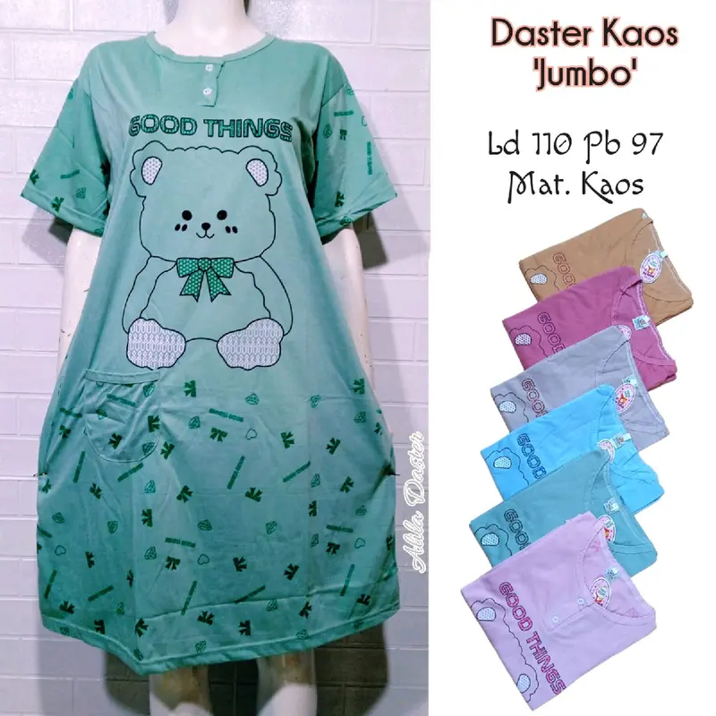 Paket 3 pcs daster '( DASTER DHISIA JUMBO WARNA MUDA )' Murah Meriah Kualitas Oke Busui Kaos Kancing Bumil Wanita 0