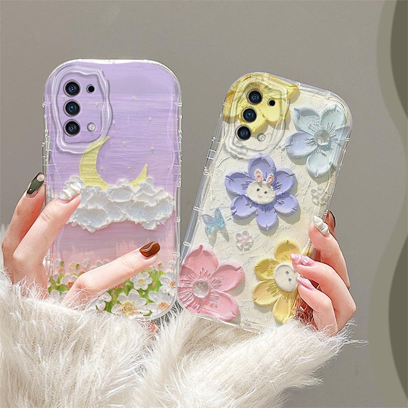 Ốp Cho OPPO RENO 4 5 Pro 4G 5G, Ốp Điện Thoại Chống Sốc TPU Silicon Mềm Trong Suốt Hình Hoa Đẹp 3D, S1272