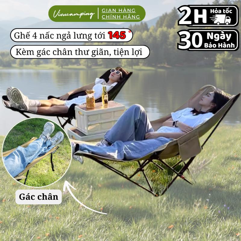  Ghế Camping Xếp Gấp Gọn Câu Cá Dã Ngoại Ngả Lưng Chịu Tải 120kg Hợp Kim Nhôm Vải Oxford 600D 2 Lớp Dày Dặn 30 Ngày Đổi Mới Kèm Gác Chân Thư Giãn Tiện Lợi 