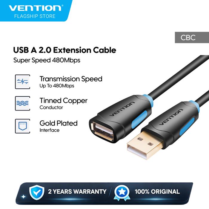 Gambar Vention Kabel Perpanjangan Extension USB 2.0 Cable Super Speed 480Mbps Male to Female 1M 2M 3M 5M - CBC - BLACK, 1.5M dari Vention By Andalan Kota Administrasi Jakarta Utara Tokopedia