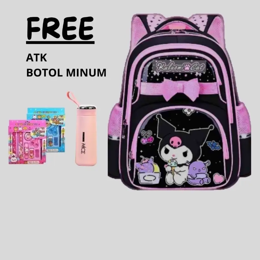 Tas ransel anak tk/sd tas ransel anak perempuan tas anak lucu , Tas Ransel Membuka Cat Sweet Purple