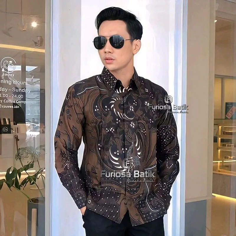KEMEJA PRIA BATIK  MOTIF AYAM KANCING DIBAWAH 5