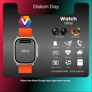 EVERCOIN Smartwatch Watch Ultra dengan Kamera Dual, Koneksi WiFi, Chip Quad-core, GPS, & Aplikasi Lengkap untuk Monitor Kesehatan dan Musik