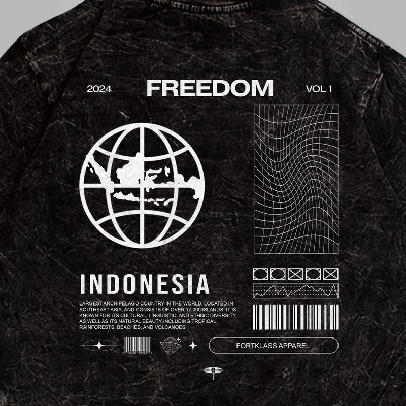 FortKlass Kaos Wash Snow FREEDOM Kaos 24S Reguler Pria Lengan Pendek Atasan Tshirt Distro Cowok Kaos Pria Kaos Polos Bigsize Oblong Baju 3