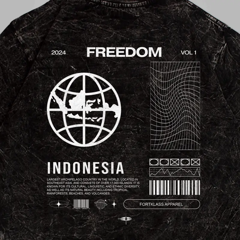FortKlass Kaos Wash Snow FREEDOM Kaos 24S Reguler Pria Lengan Pendek Atasan Tshirt Distro Cowok Kaos Pria Kaos Polos Bigsize Oblong Baju 3