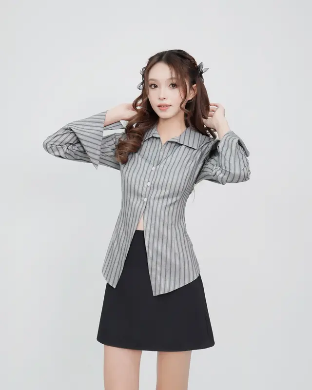 (SM04) DALLA Áo sơ mi trắng nữ phom ôm tay dài 6