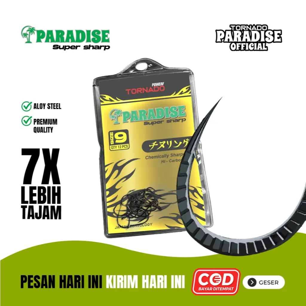 Tornado Paradise Kail Mata Pancing Alloy Steel Super Strong 1 Set Tersedia 12 Ukuran Anti Mocel