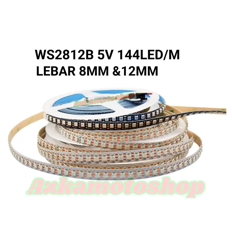 Led ws2812b 5v lebar 8mm 144led/meter Smart led strip ws2812b hitam dan putih ws2812b rgb