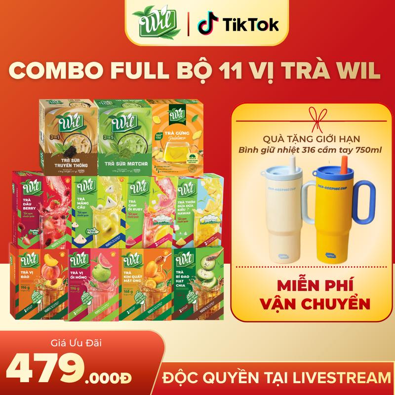 [Tặng Bình Giữ Nhiệt] Combo trà Wil trọn bộ trà hòa tan trái cây trà sữa tiện lợi tươi ngon chuẩn quán