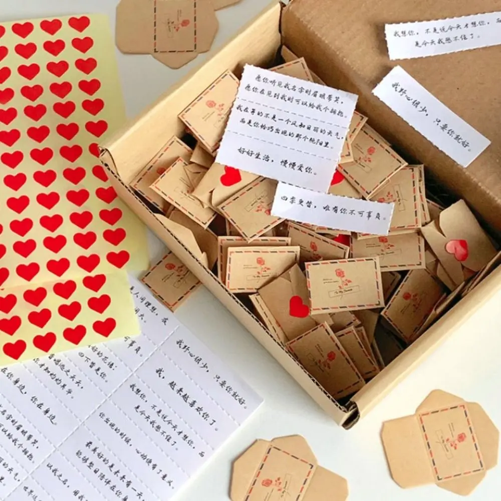 Bộ Thư Tình Yêu Mini, Quà Tặng Bất Ngờ Tự Làm, Sáng Tạo, 100 Lời Hứa / Phước Lành / Danh Sách Việc Cần Làm, Bộ Phong Bì Tình Yêu Tự Làm, Thủ Công, Giấy Thư Tình Yêu Thủ Công, Thích Hợp Làm Quà Tặng Ngày Lễ Tình Nhân