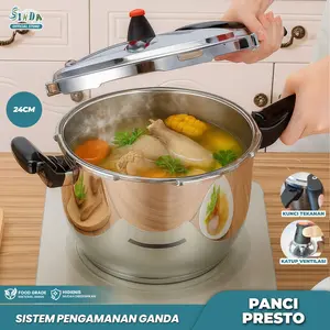 SINDA Panci Presto 6 Liter Stainless Steel 304 Presto Jumbo Pressure Cooker Multifungsi Kapasitas Besar Bahan Tahan Lama Desain Efisien