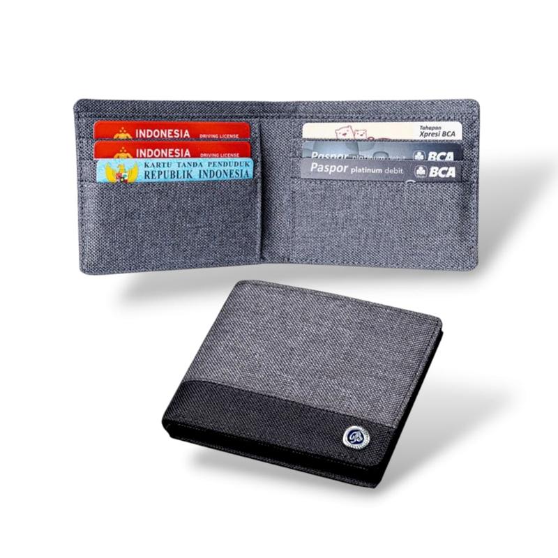GRATIS ONGKOS KIRIM. Dompet pendek pria material kanvas dompet remaja dewasa dompet uang kartu Cowok Hitam 0