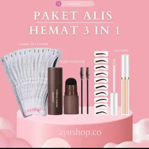(Jawa Barat) Paket Hemat 3in1 Eyebrow Powder Cetakan tali+Concealer Set