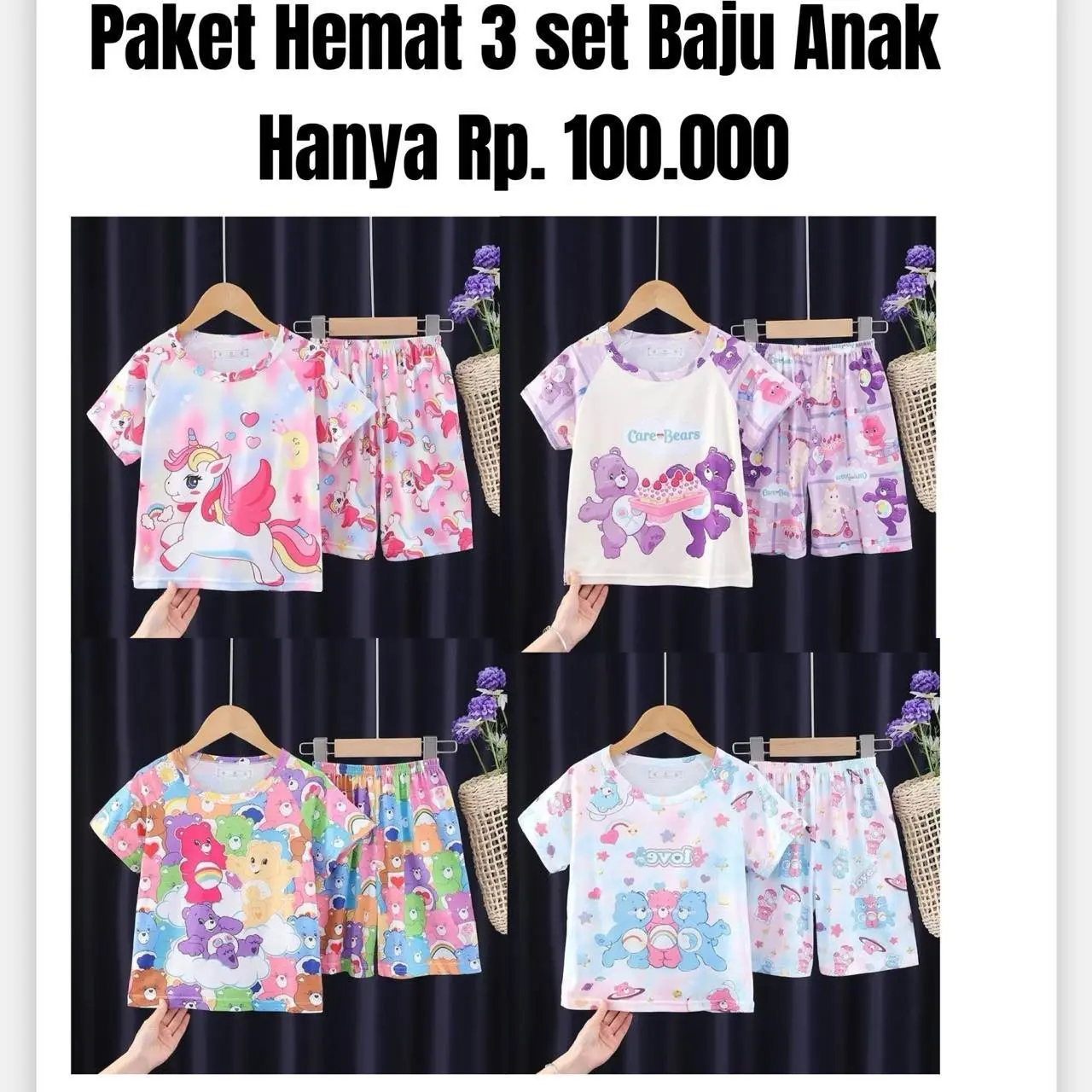 Paket hemat isi 3pc SETELAN SANTAI ANAK CEWEK BAJU TIDUR IMPOR MOTIF LUCU ADEM NYAMAN CAMPUR MOTIF