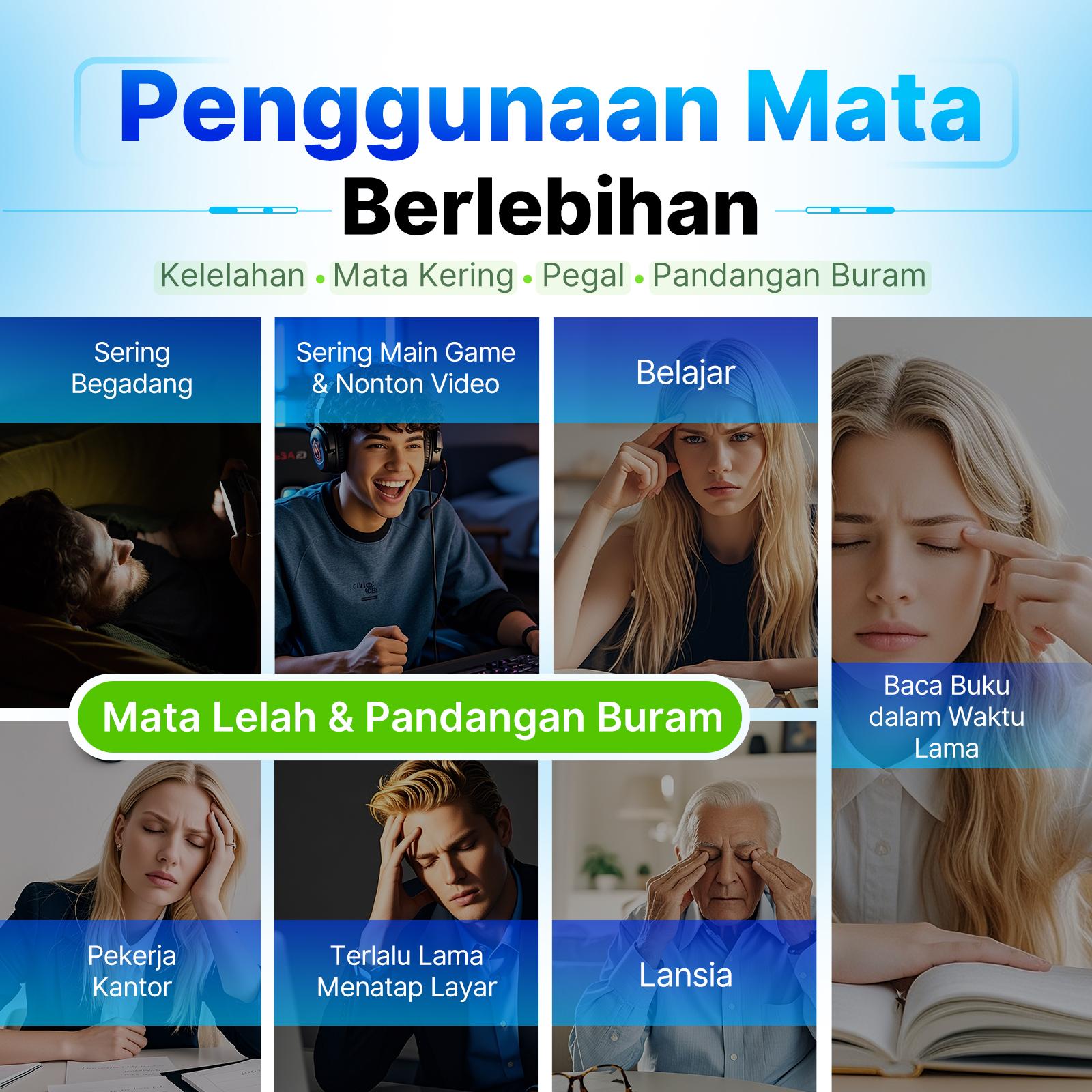 Blueberry Eye Patches - Blueberry Lutein Anti-Fatigue Eye Patches, dibuat dengan ekstrak herbal alami- 5 Patch Per Kemasan