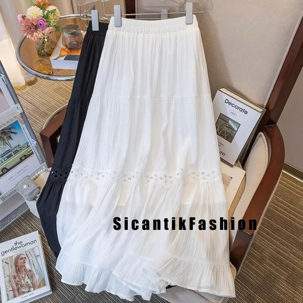 Rok Korean Style Highwaist - Rok Susun - Rok Rempel Wanita
