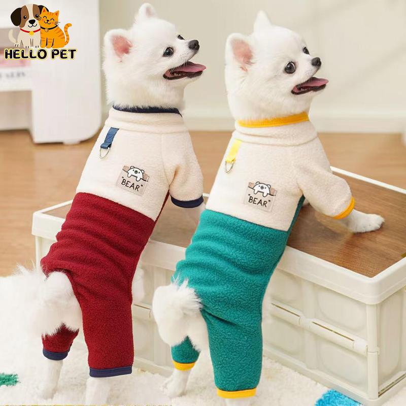 Quần áo cho thú cưng Bốn chân Cỡ Trung Bình cho chó và mèo Teddy Làm bằng nhung cừu Có Ve Áo Chặn màu Thích hợp cho mùa thu và mùa đông Đồ dùng cho thú cưng
