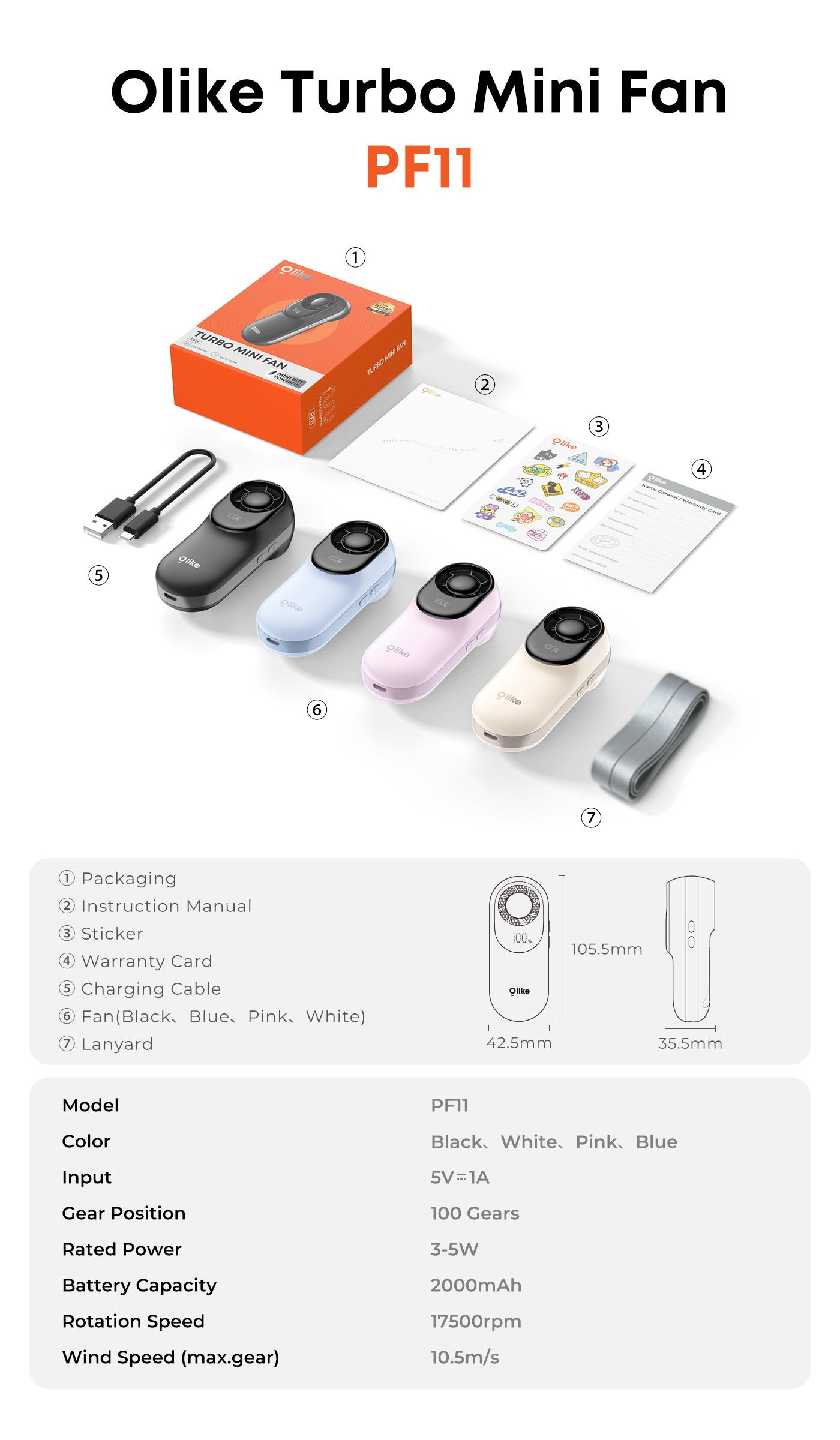 [NEW PRODUCT] OLIKE Turbo Mini Fan PF11 High Speed Kipas Angin dengan 100 Gears LED Display dan Baterai 11H Original