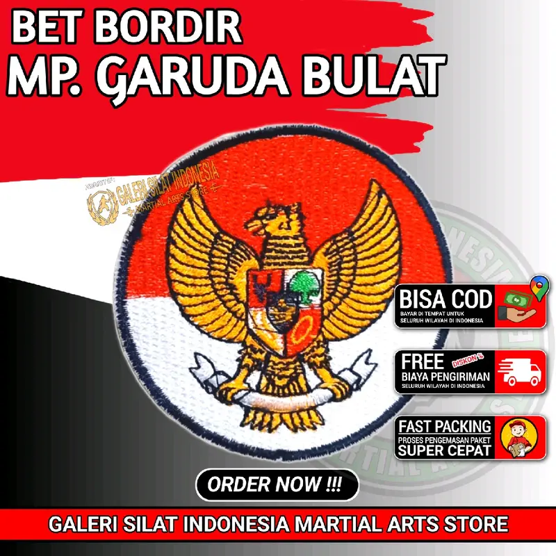 Bet Logo Bordir Garuda Bulat List Merah Putih 0