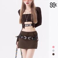 Gambar 【Premium】Square Neck Long Sleeve Crop Top 3084 (S/M/L) - Grey, S dari 99koutlet Kab. Tangerang 3 Tokopedia