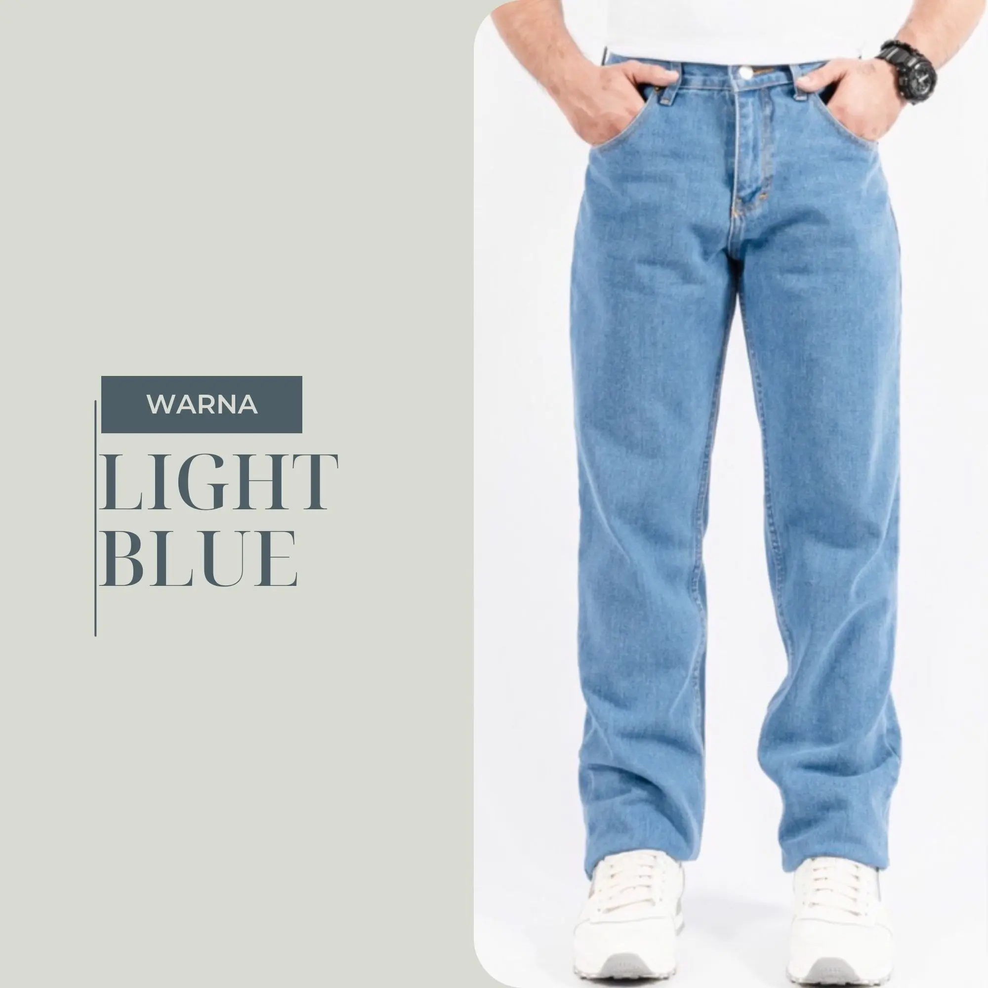 Celana Jeans Cowok Reguler Hitam pria loose fit jumbo big keren Bahan Denim Nyaman Oversize Panjang Stretch Santai Remaja Basic Grey Retro Straught