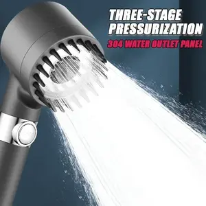 High-pressure Shower Head 3-mode Adjustable Spray with Massage Brush Filter Rain Faucet Bathroom Accessories - Shower Head Set 1
