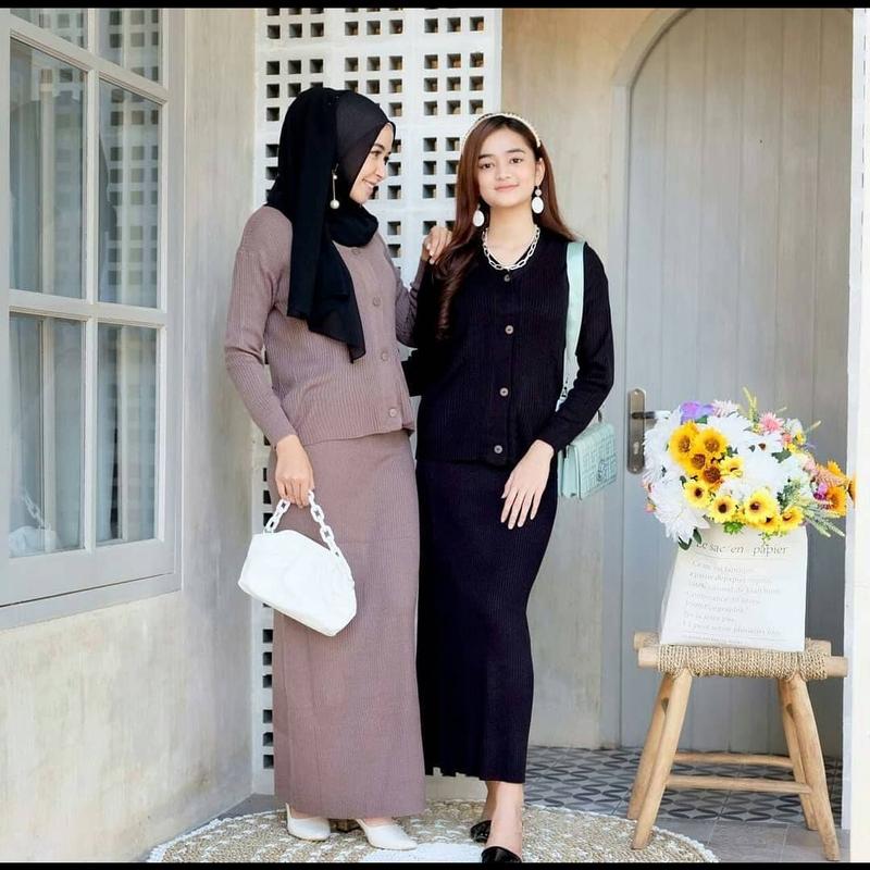 Setelan rajut sweater outer knit set 4