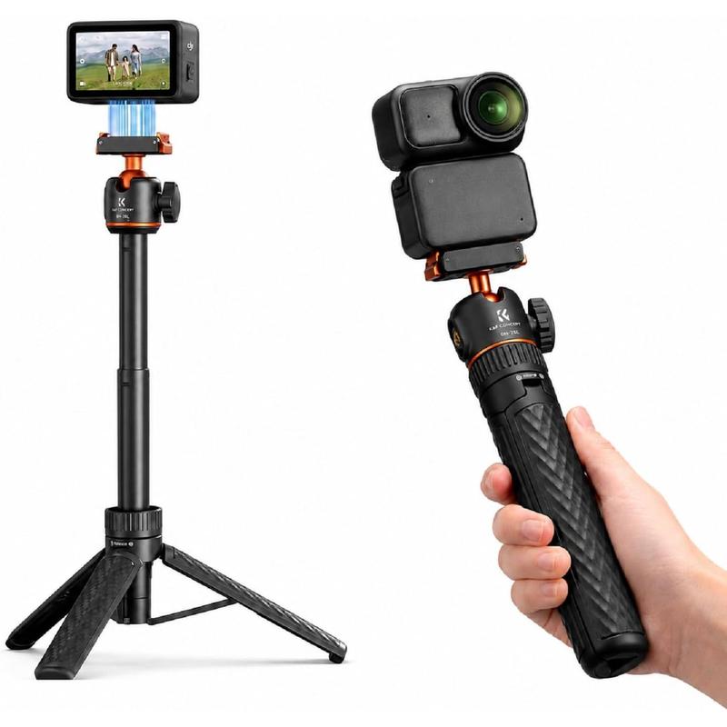 K&F CONCEPT MS-64 25.6"/65cm Magnetic Quick Release Tripod Compatible with DJI Osmo Nano/Osmo Action 6, 2-in-1 Extendable Handle with Extension Rod, 360° Ball Head Selfie Stick, Vlogging Stand/Accessories