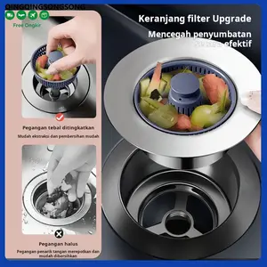 Saringan Wastafel Tekan Multifungsi - Tutup Air, Saring Sampah, dan Anti Bocor untuk Bak Cuci Piring