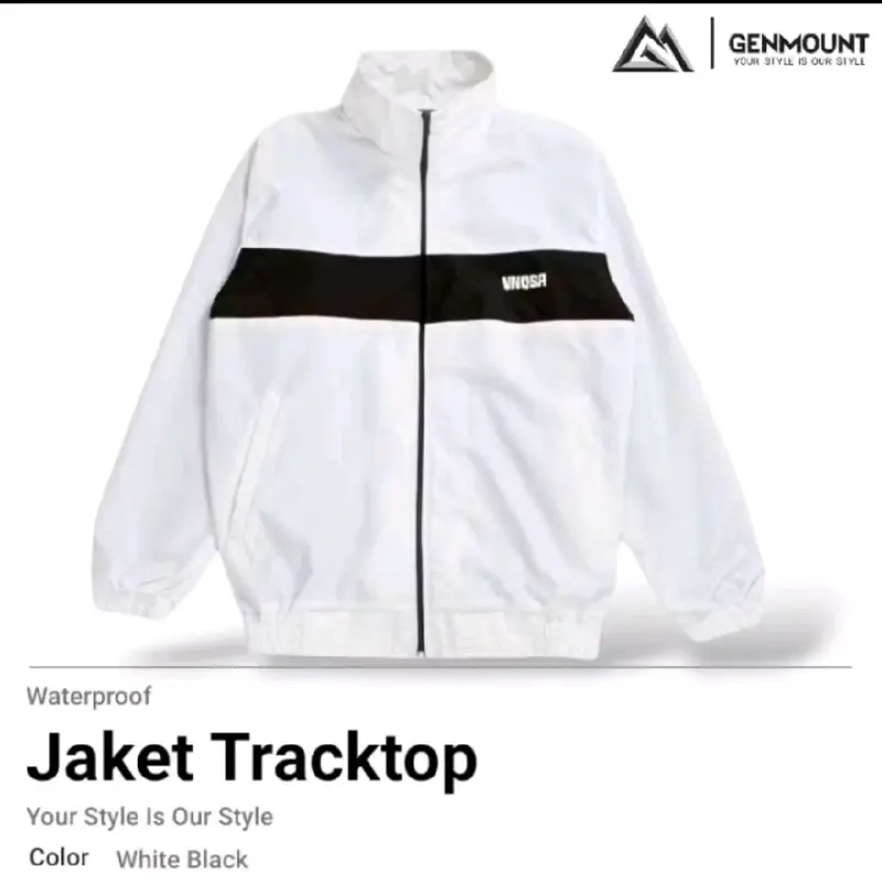 Jaket Vintage Tracktop Pria Wanita Putih Hitam Winbreakers Waterproof 0