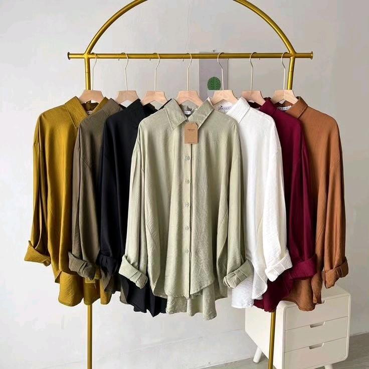 Atasan Kemeja Wanita Bahan Cringkle Premium size M L XL Airflow Crinkle Nyaman Top Oversize 1