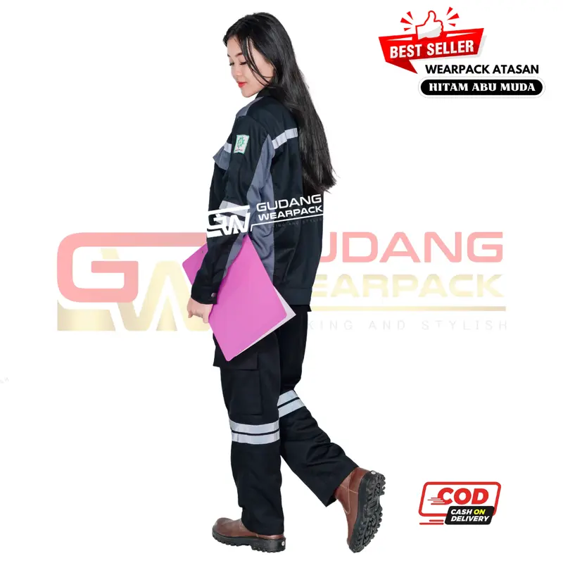 Wearpack Jaket Atasan Lengan Panjang Warna Hitam Kombinasi Abu 4