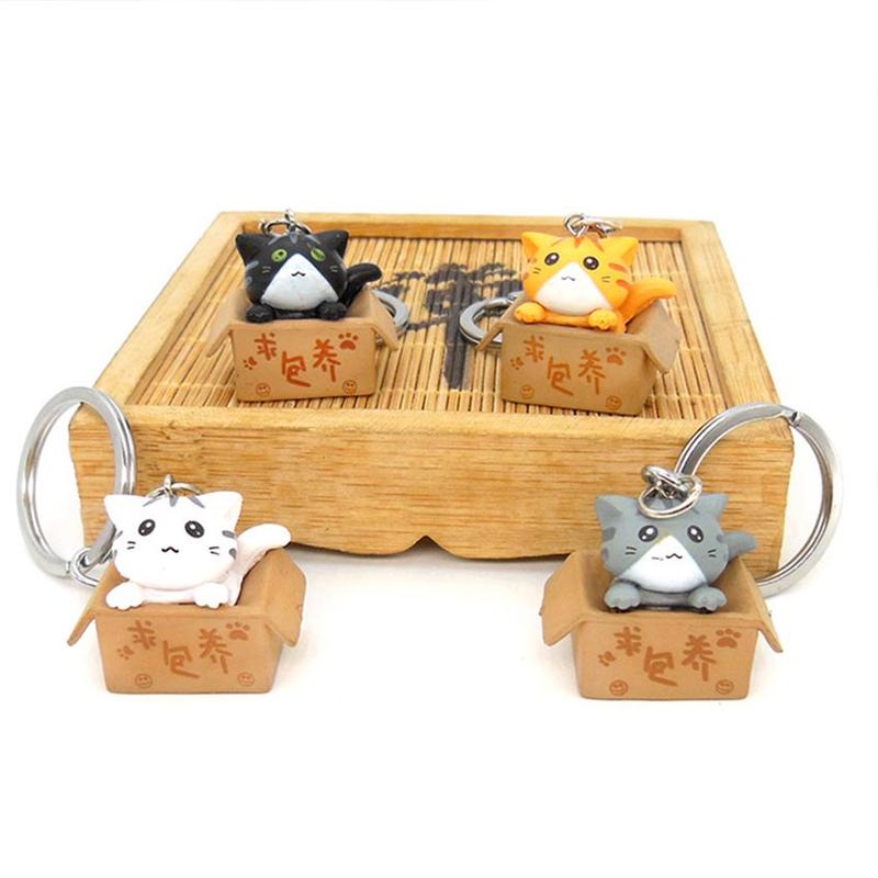 kucing kardus gantungan kunci pajangan lucu cat box keychain korean 8