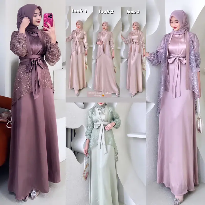 FREE BELT / ONESET DRESS KONDANGAN PLUS OUTER LUXURY / DRESS ACARA KONDANGAN // FASHION MUSLIM LEBARAN // BUSUI FRIENDLY // CLAUDIA BUSANA // READY JUMBO XXL