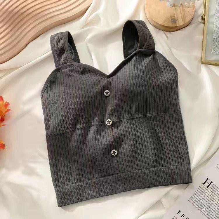 Product Introduction of Cute Sleeveless Cropped Tank Top Women's Crop Top Summer 2024 Korean Corset Top Camisole Knit Sexy Slim Vest with Bra Pads Tops Female Y2k 12