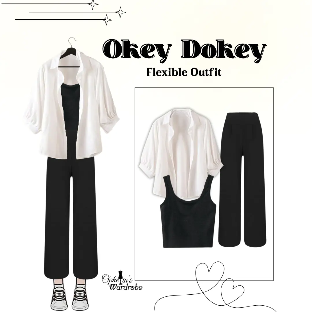 Setelan Wanita One Set Kekinian Baju Outfit Cewek Blouse Korean Style Lengan Pendek + Celana Hitam SCuba Premium |RD0047| - Fashion Kulot Nyaman set  wanita