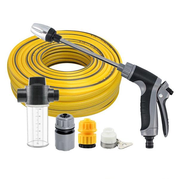  Máy phun nước gia dụngĐộ bền ống mềm màu vàngCó thể điều chỉnh kích thước vòi phunRửa xe gia đình với đầu nối ống nước 