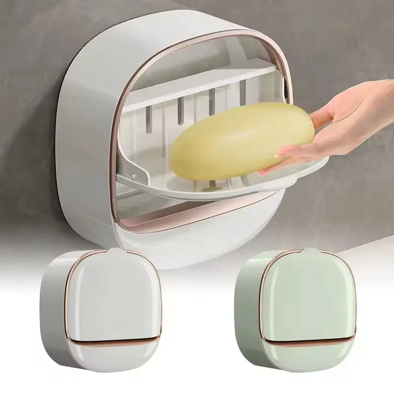 [COD]Luxury Bathroom Soap Holder Wall Mounted No Drilling Required Lightweight Draining Soap Dish High End Bathroom Storage Rack