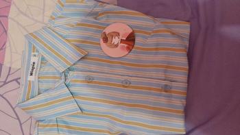 Product Review of Wispie Girl Boss Fitted Shirt | Kemeja kerja wanita fit garis stripe karet Lembut pink hijau biru from s**s 2