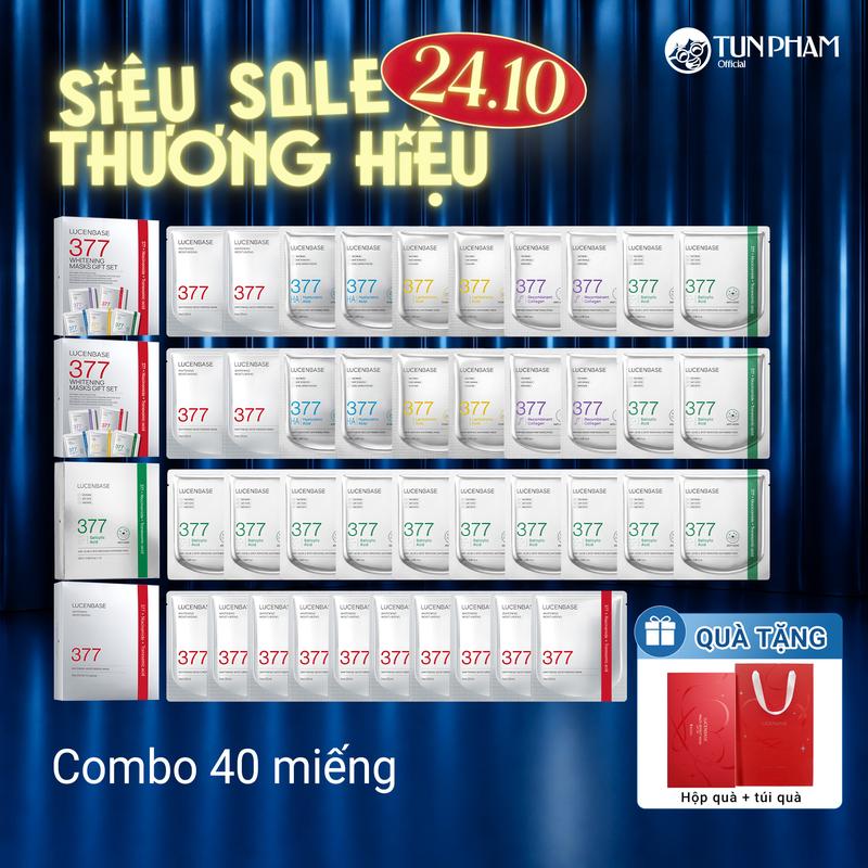 COMBO 40 MIẾNG,1 Hộp 10 Miếng Mặt Nạ Giấy Chăm Sóc Da Làm Sáng LUCENBASE 377 Nuôi Dưỡng Và Dưỡng Ẩm 25ml / miếng