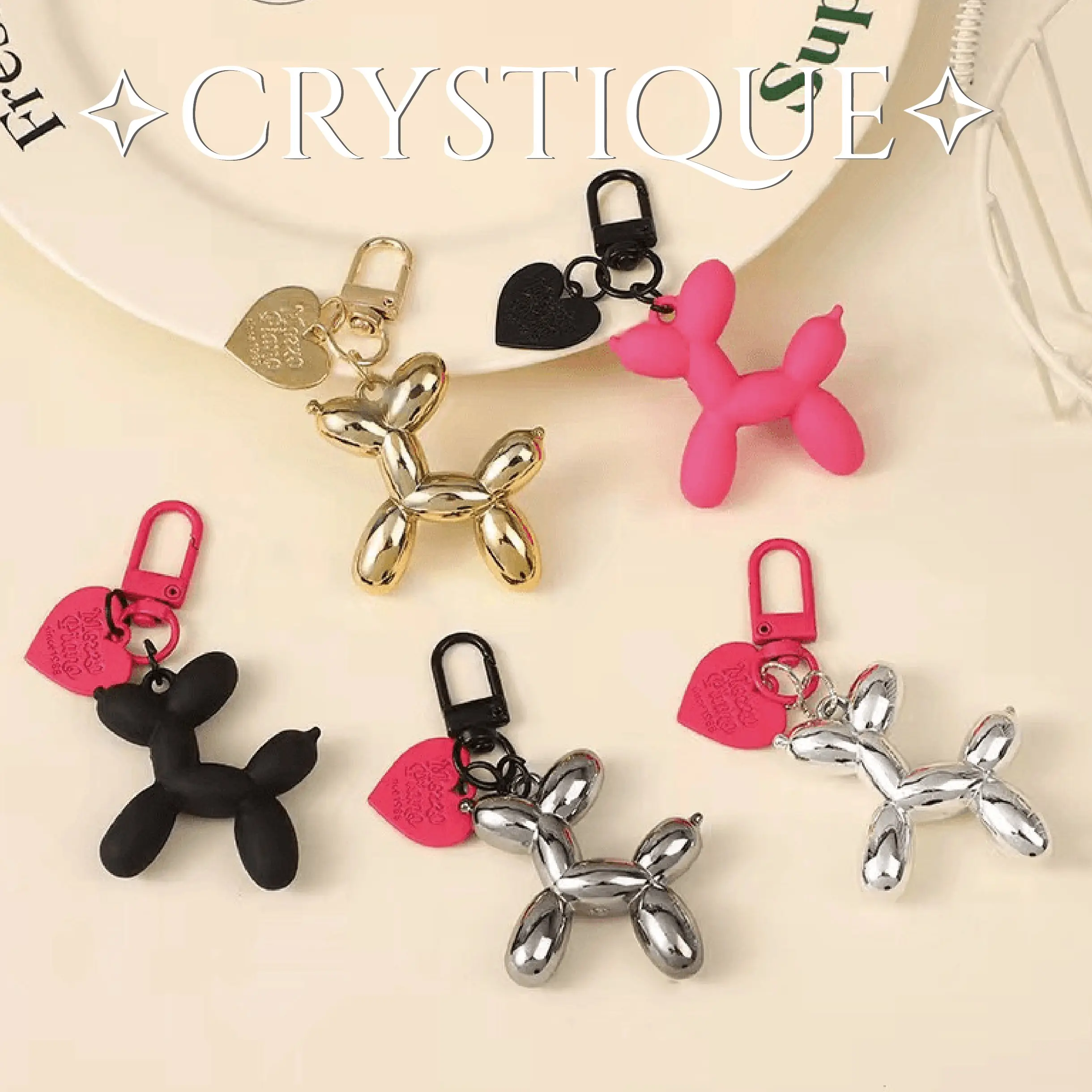 Korean Cute 3D Balloon Dog Keychain for Car Keys Iphone Accessories Trendy Heart Keyring Women Handbag Bag Pendant Key Chains