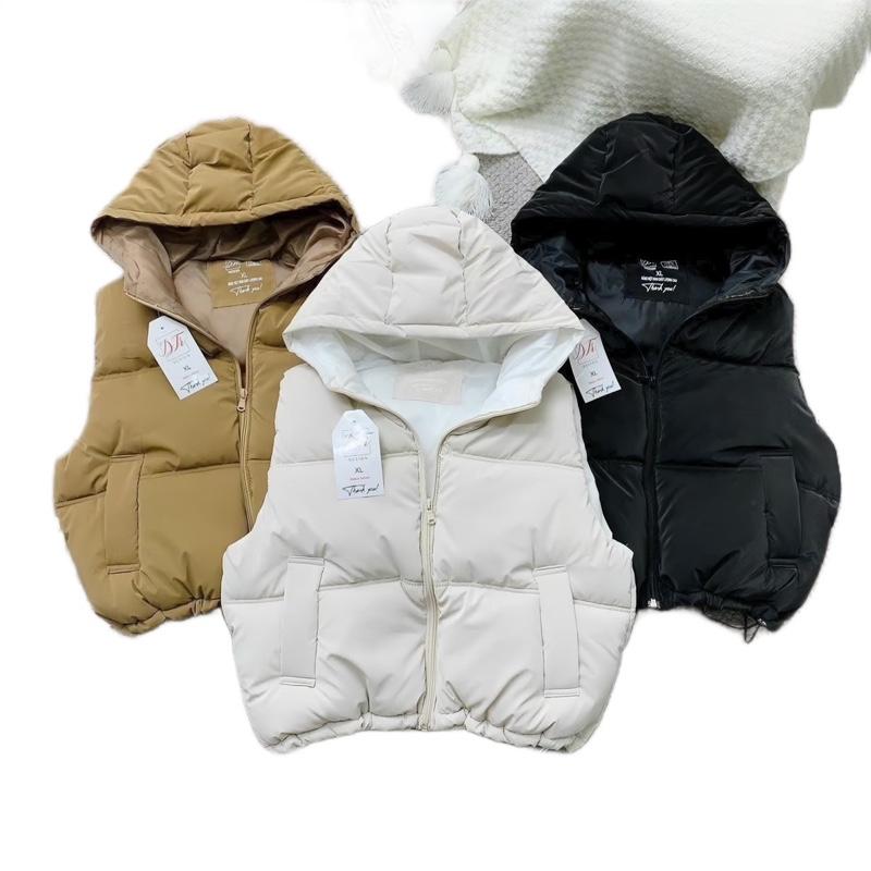 { Rẻ vô địch} Áo gile nữ có mũ áo phao gile dáng ngắn crotop,chất phao nhung lỳ mềm mịn FREESIZE