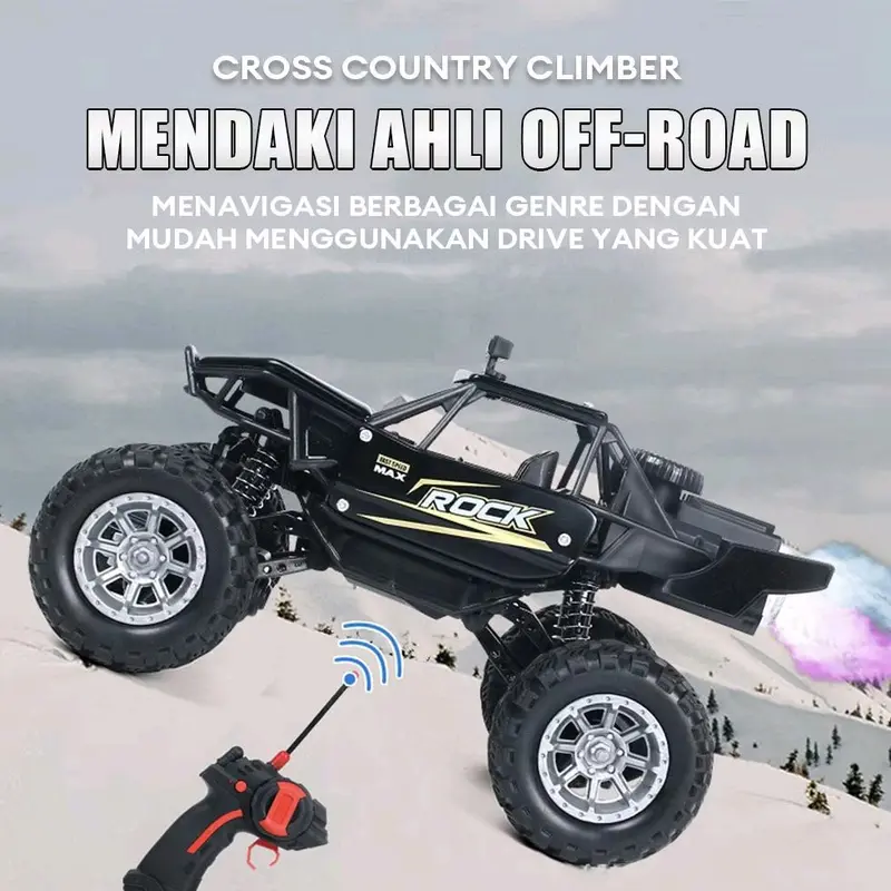 mainan mobil remote control besi rc offroad crawler waterproof bisa main air ada lampu dan asap 4