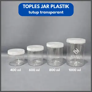 (TERMURAH) TOPLES  TABUNG JAR PLASTIK 400, 600, 800, 1000 ml / TOPLES KUE / TOPLES TABUNG CYLINDER