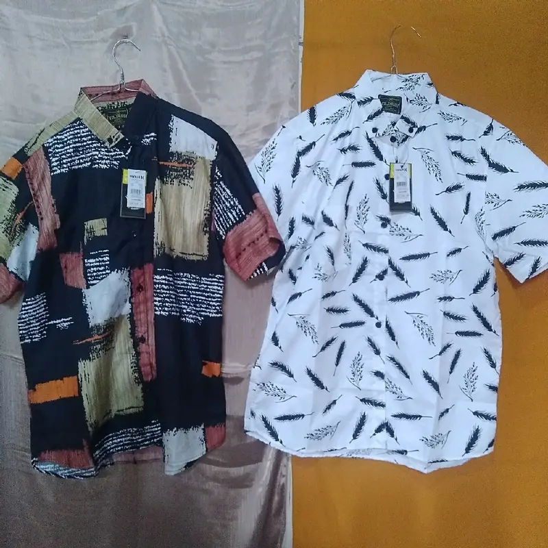 paket kemeja motif 2pcs baju atasan pria lengan pendek santai dan formal bahan katun adem 5