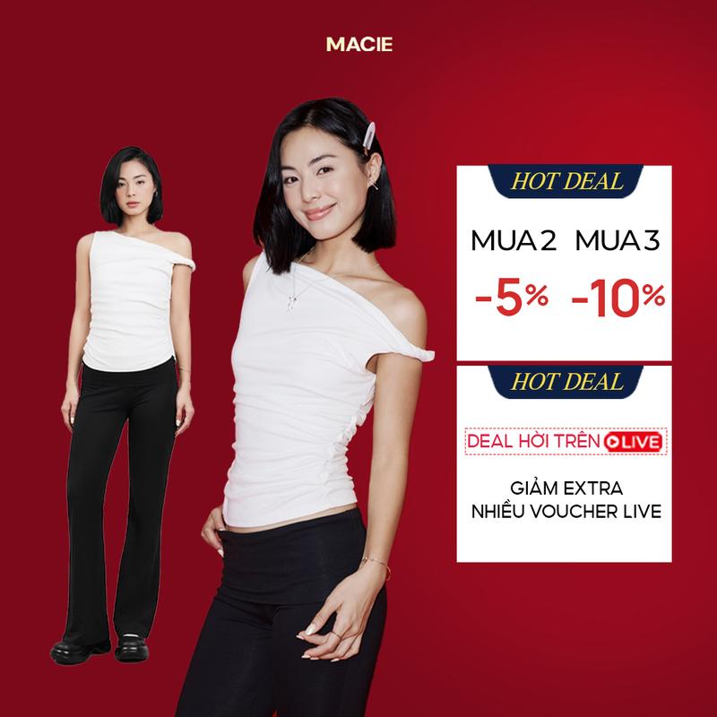 [Macie] Áo kiểu Macie form trễ vai cách điệu xoắn vai chất thun mềm maị phong cách nữ tính - MC04